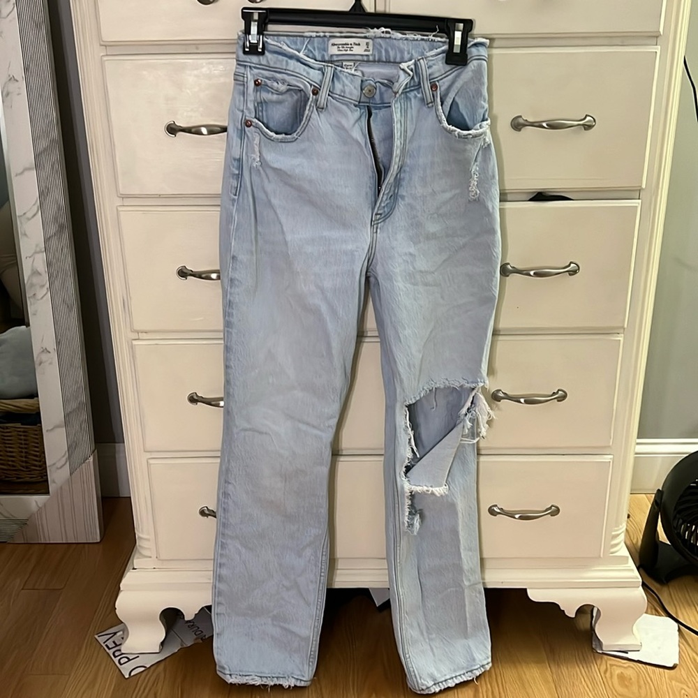 Abercrombie high-waisted ripped jeans